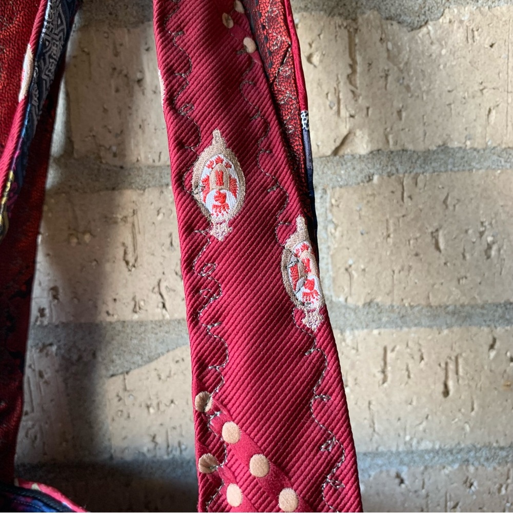 A Katie Bag by Katie Loper Fabric Patch Work Purse with Contrasting  Stitch - Picture 8 of 16